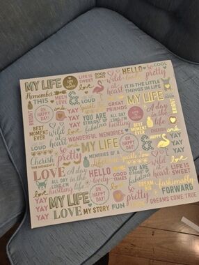 Decorative Pink & Gold Word Art Canvas